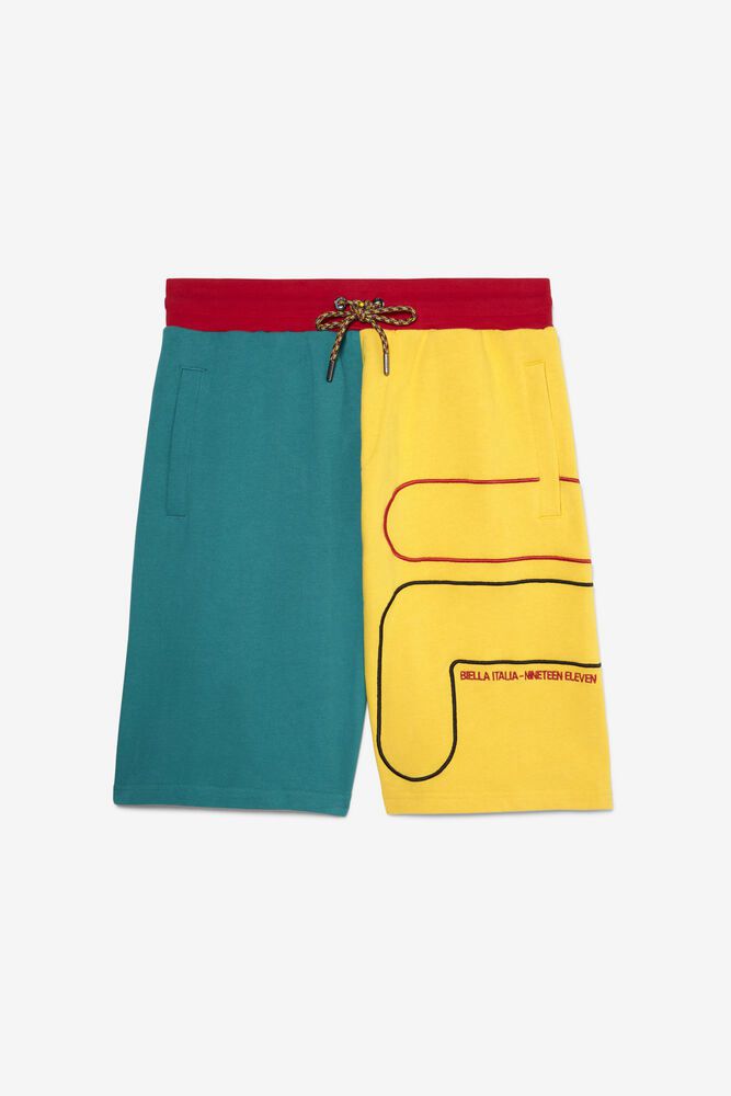 Fila Shorts Sami Mens Yellow/Blue - India NET-534968